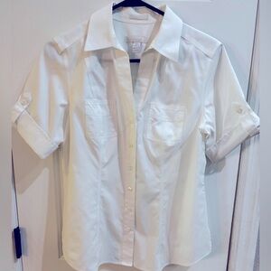 Chico's white No-Iron Button-Up Shirt